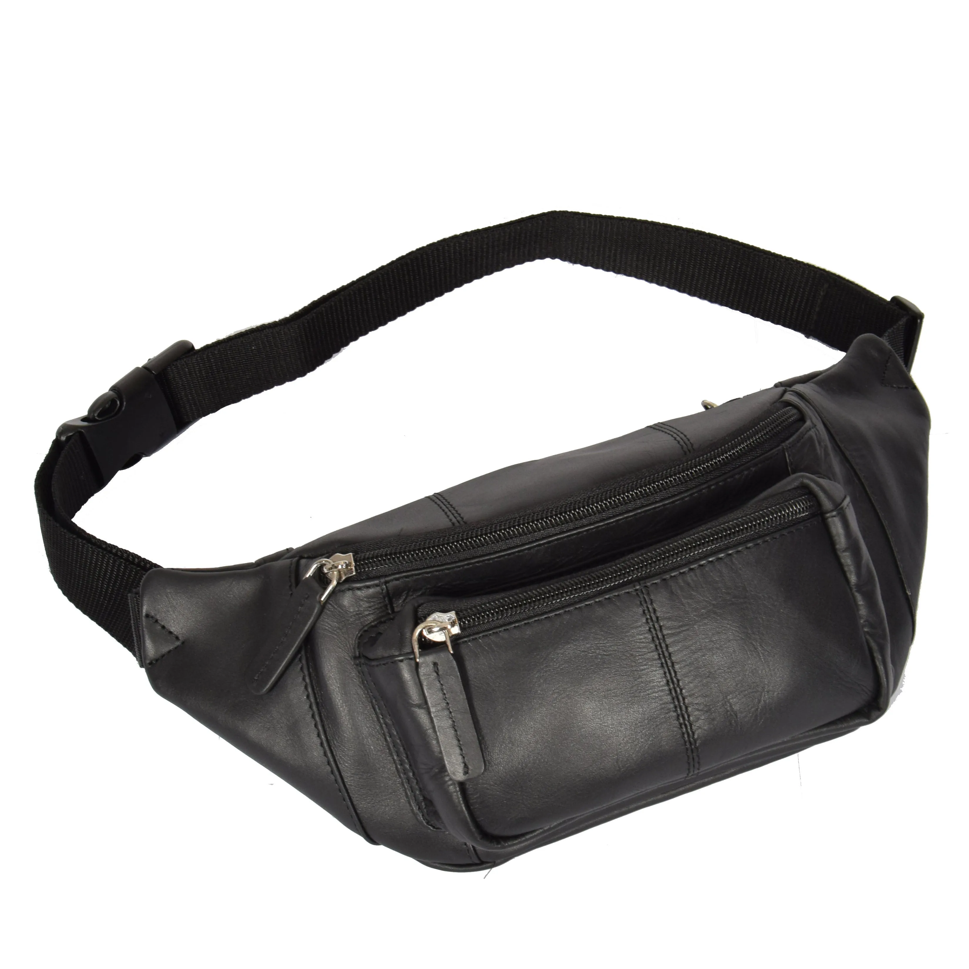 Real Leather Bum Bag Barcelona Black