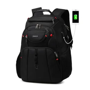 Robust 17-Inch Multi-Compartment Travel Backpack with USB