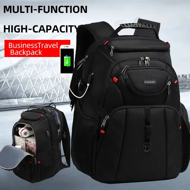 Robust 17-Inch Multi-Compartment Travel Backpack with USB