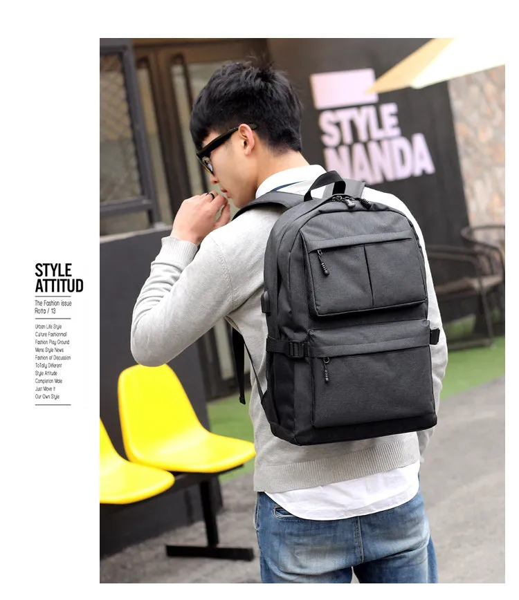 RYUGA Korean Fashion Unisex Backpack with USB CHARGE Port