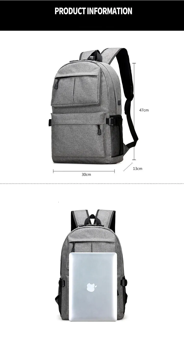 RYUGA Korean Fashion Unisex Backpack with USB CHARGE Port