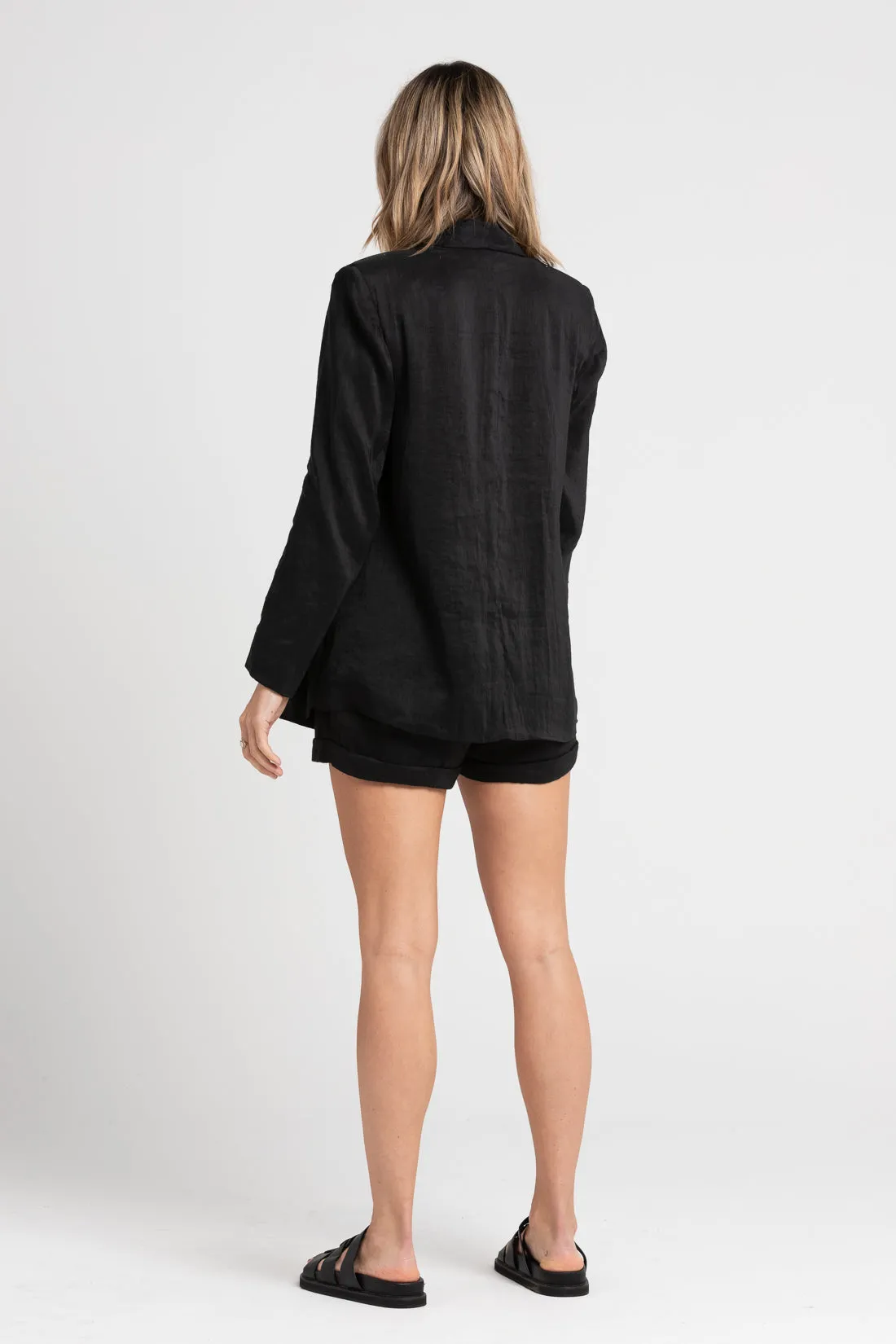 Samuel Silk Linen Blazer Black