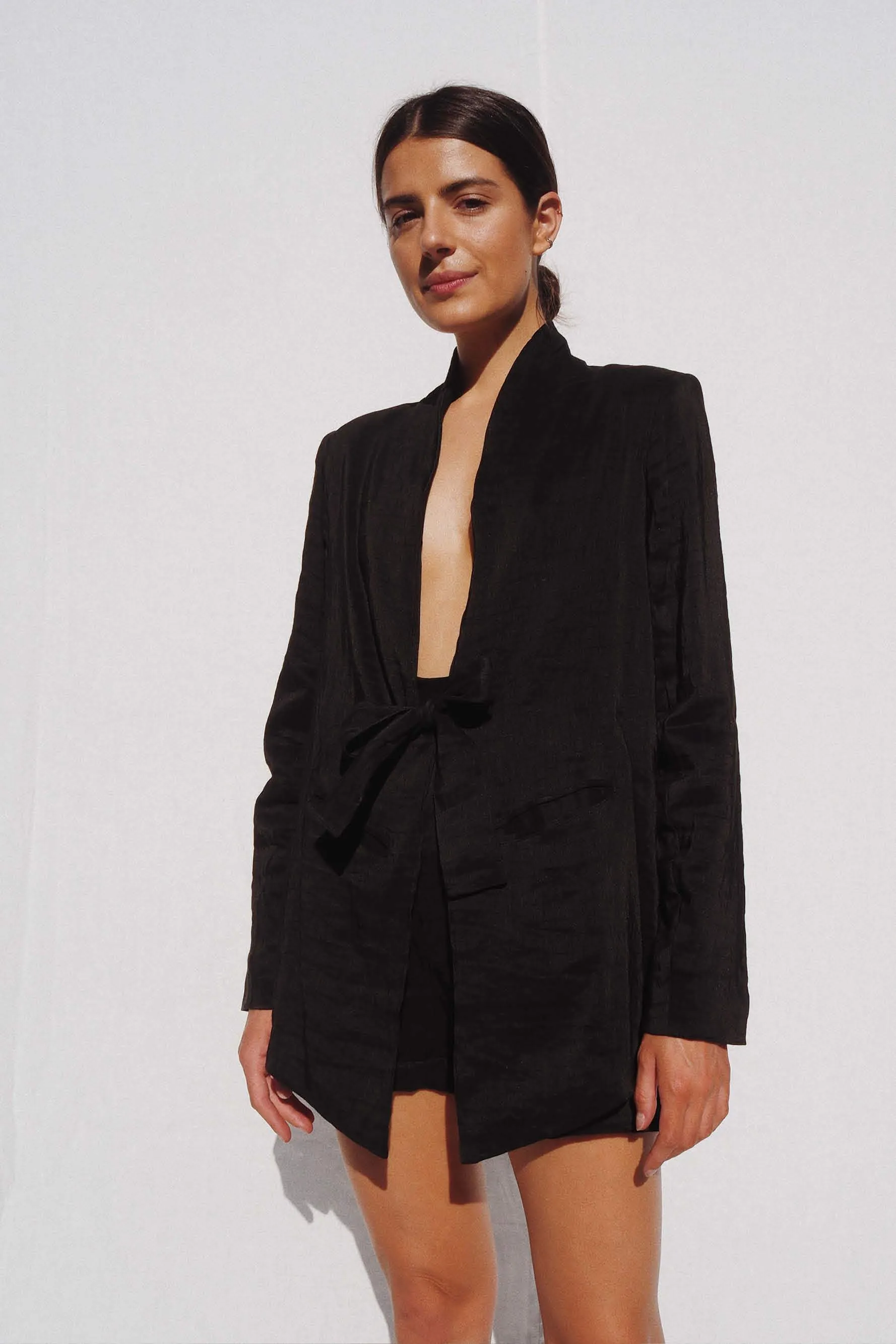 Samuel Silk Linen Blazer Black