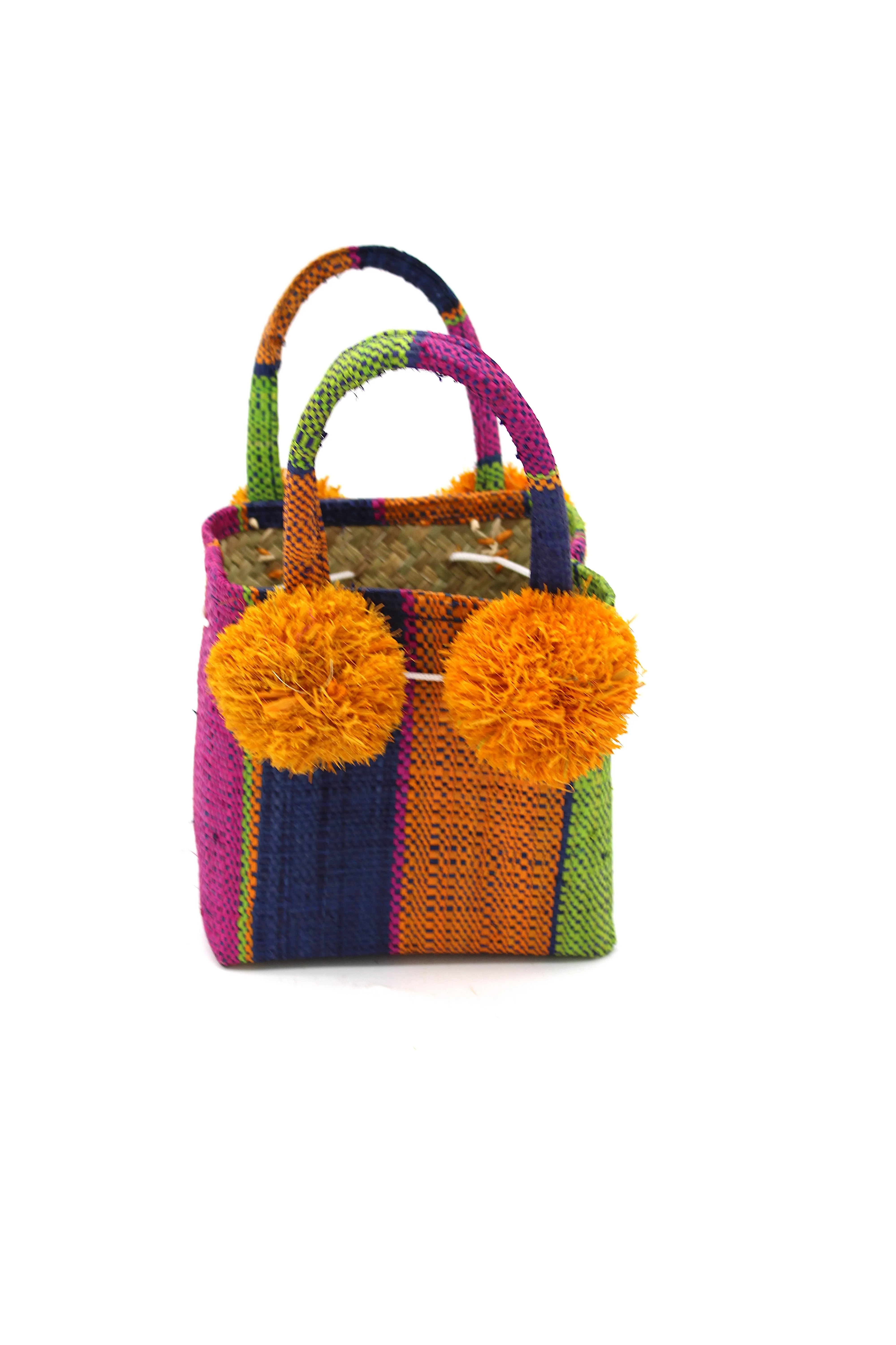 Schooner Straw Mini Bag with Pompom Accent