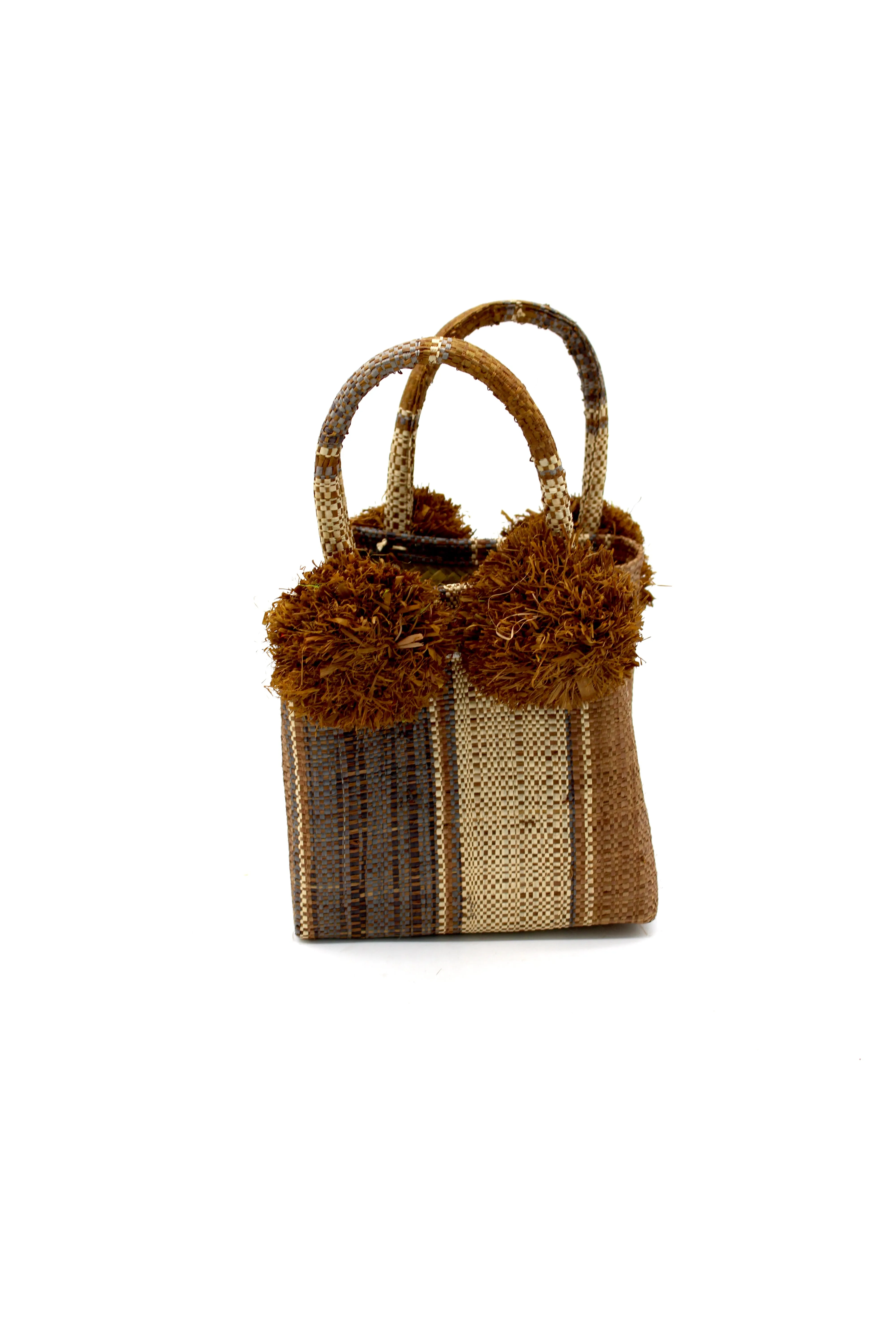 Schooner Straw Mini Bag with Pompom Accent