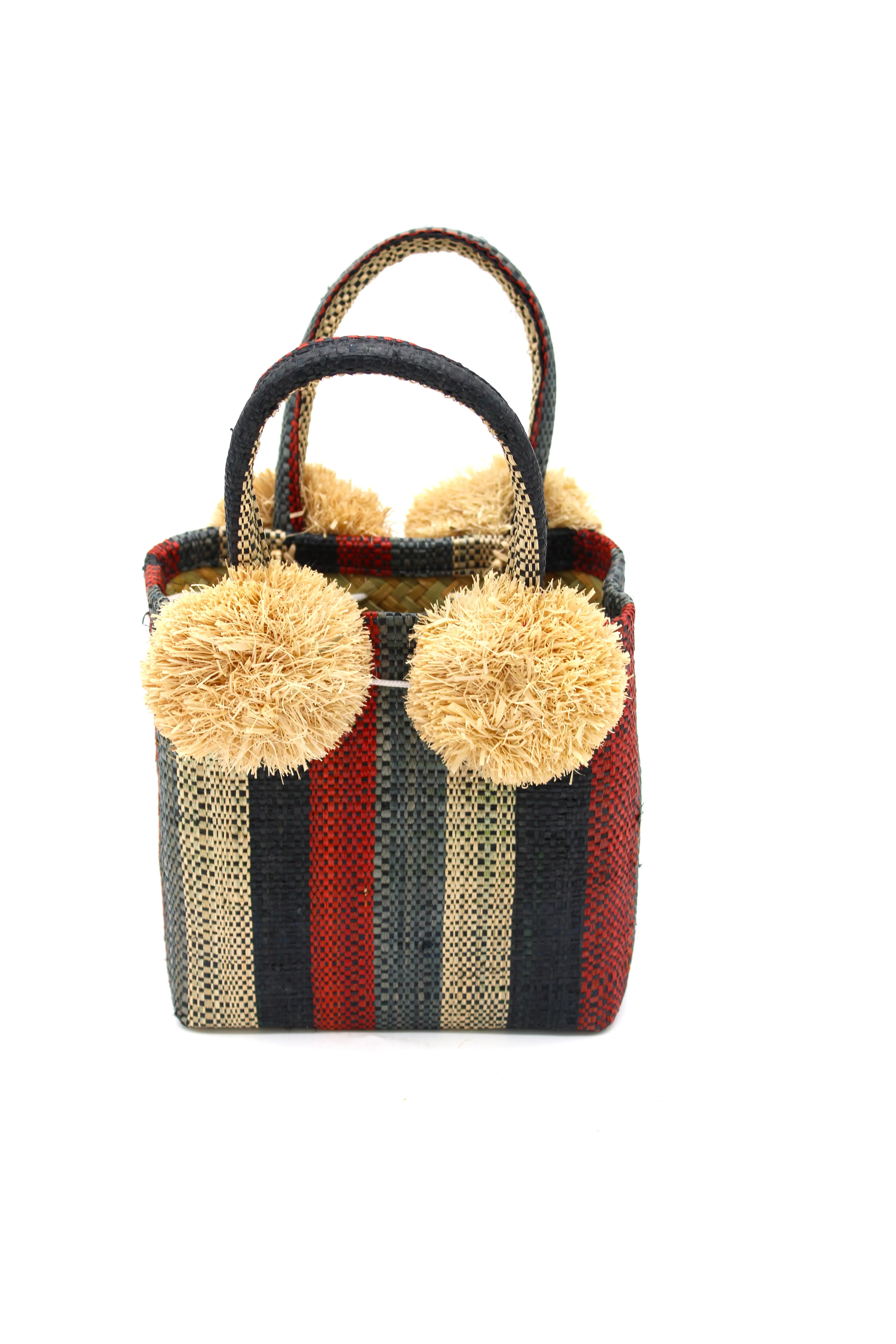 Schooner Straw Mini Bag with Pompom Accent