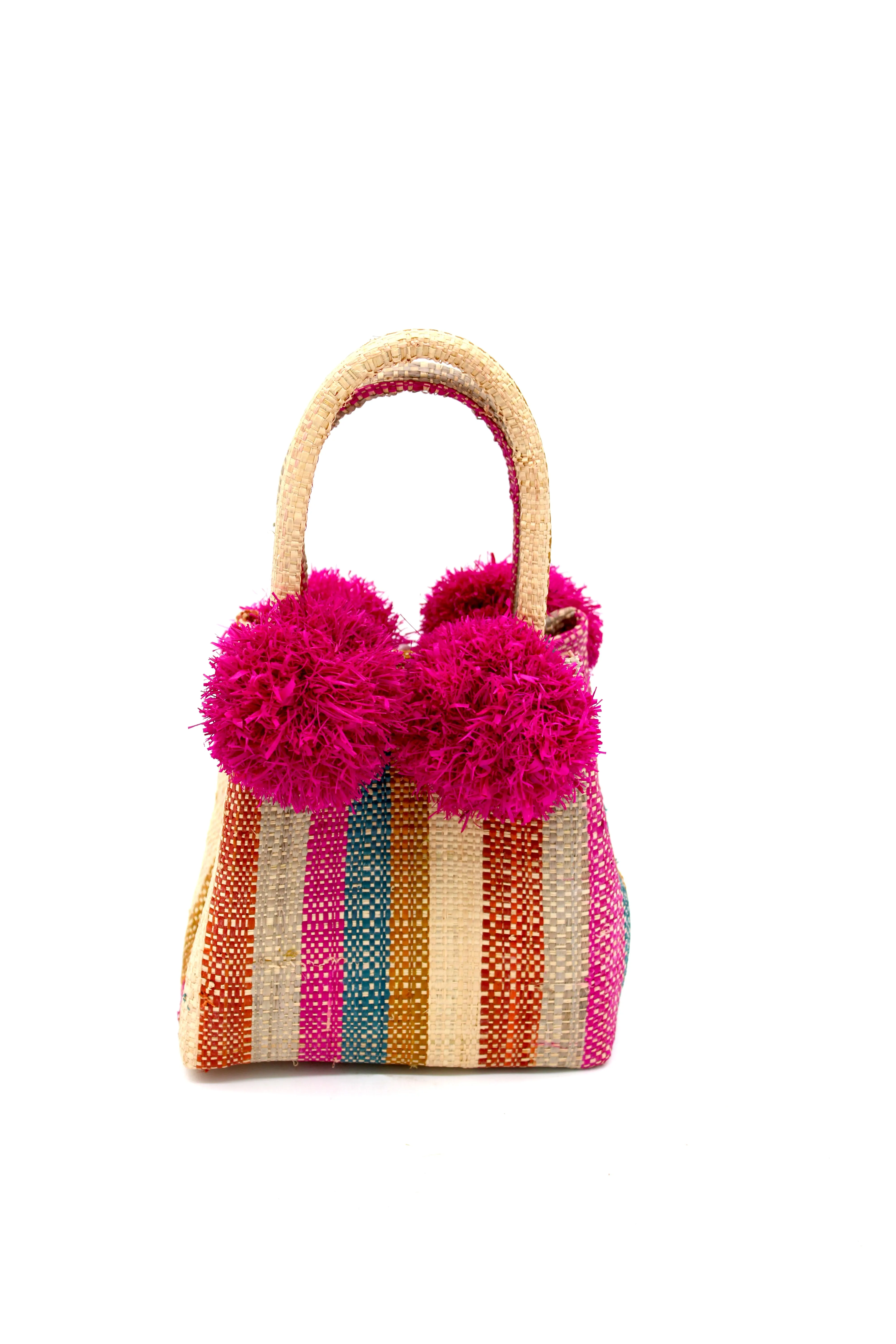 Schooner Straw Mini Bag with Pompom Accent