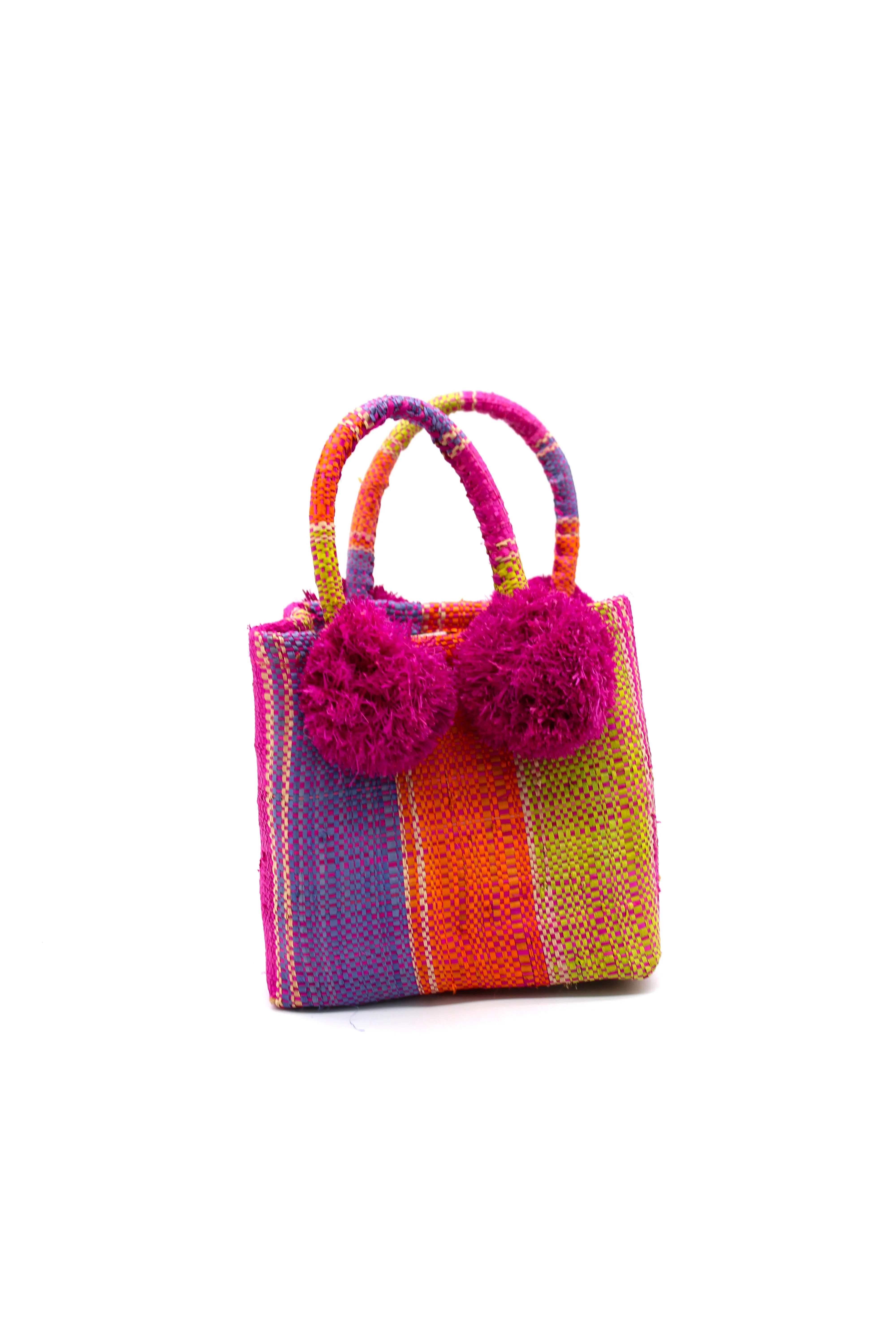 Schooner Straw Mini Bag with Pompom Accent