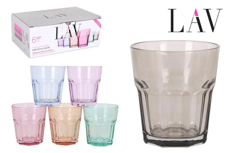 Set 6 vasos agua 300cl color pastel