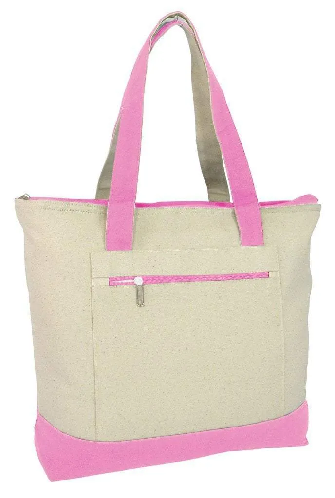 SET OF 24 HEAVY CANVAS ZIPPERED SHOPPING TOTE BAGS