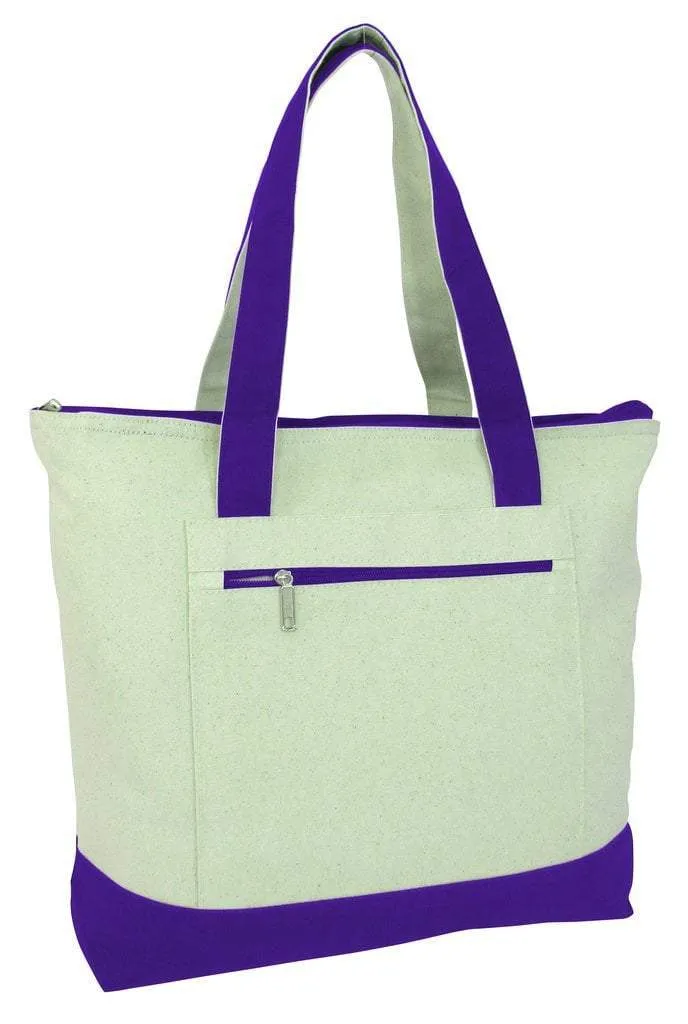 SET OF 24 HEAVY CANVAS ZIPPERED SHOPPING TOTE BAGS