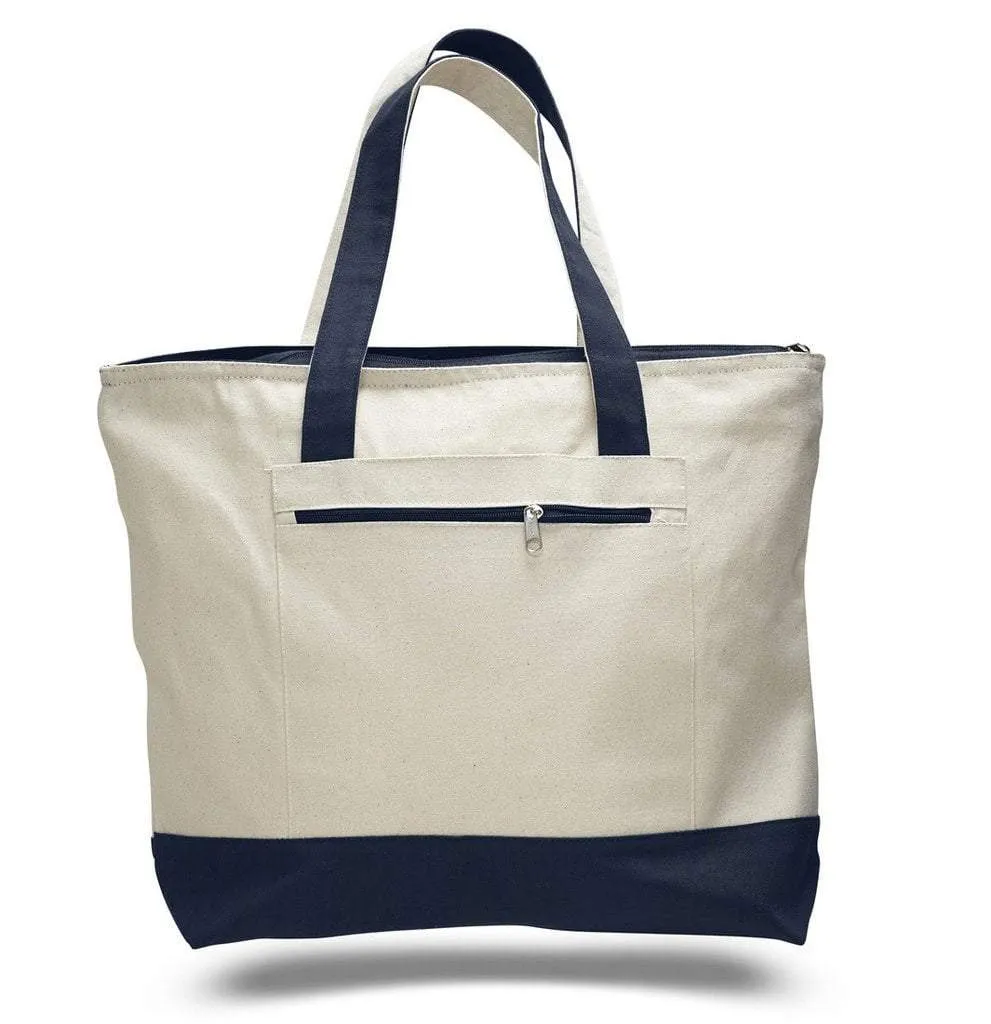 SET OF 24 HEAVY CANVAS ZIPPERED SHOPPING TOTE BAGS