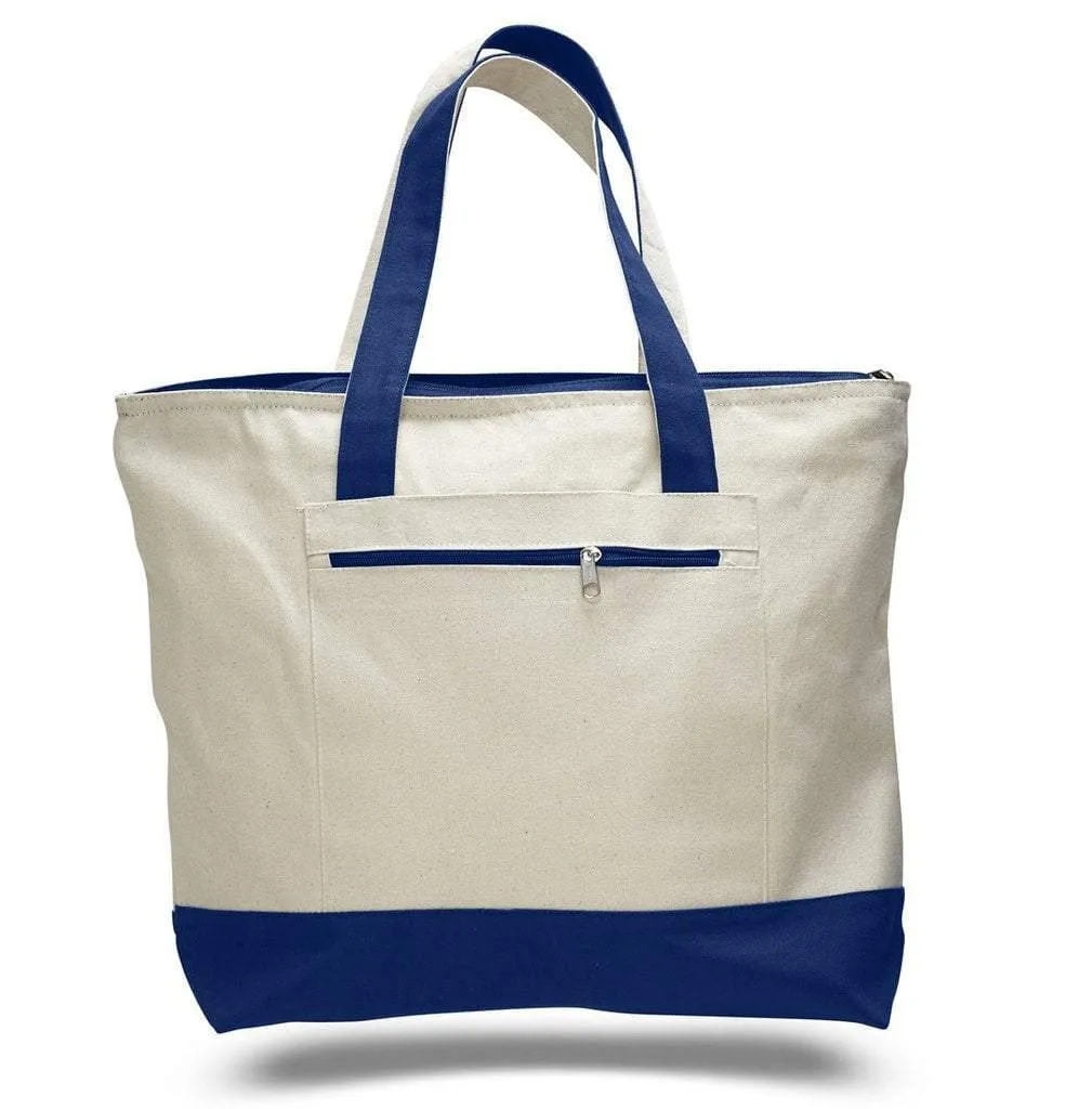 SET OF 24 HEAVY CANVAS ZIPPERED SHOPPING TOTE BAGS