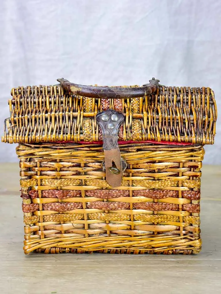 Small antique French children's school lunch basket