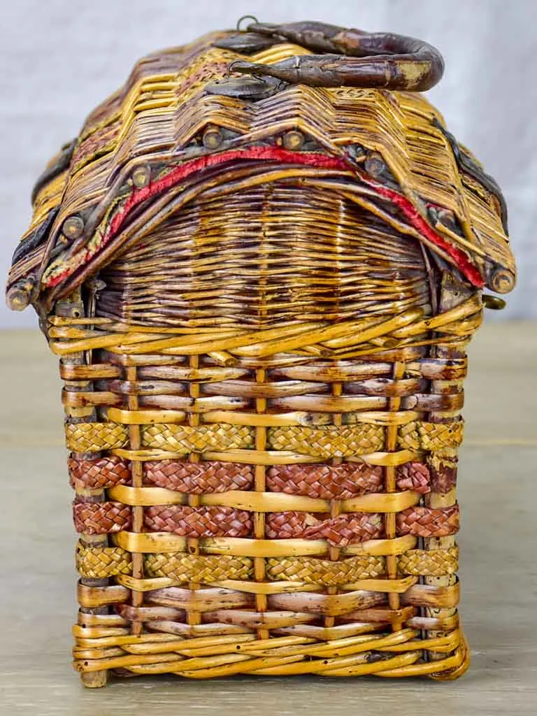 Small antique French children's school lunch basket