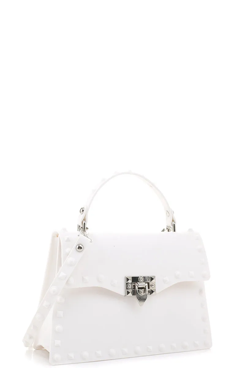 Smooth Jelly Stud Buckle Crossbody Bag - Ships from The US