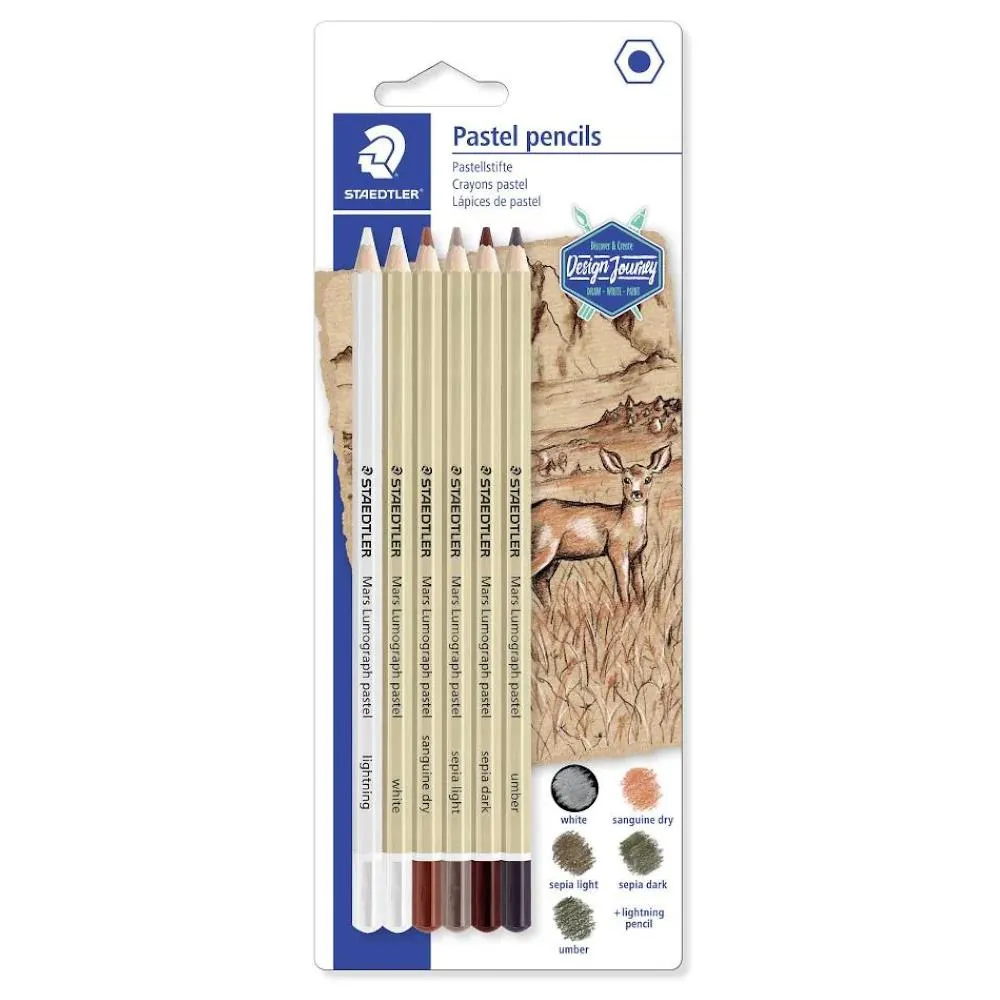 Staedtler Mars Lumograph Sepia Pastel Pencils 6pc Set