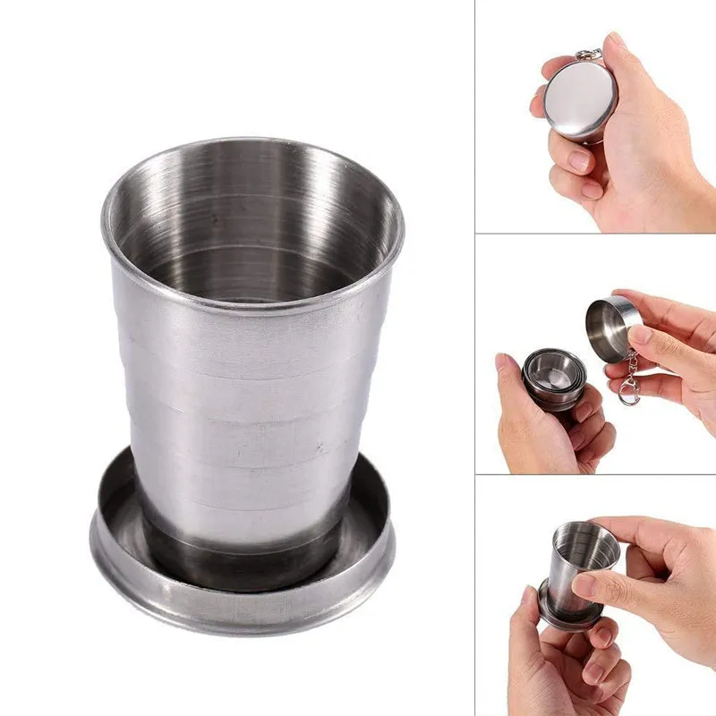 Stainless Steel Portable Outdoor Travel Camping Folding Collapsible Cup