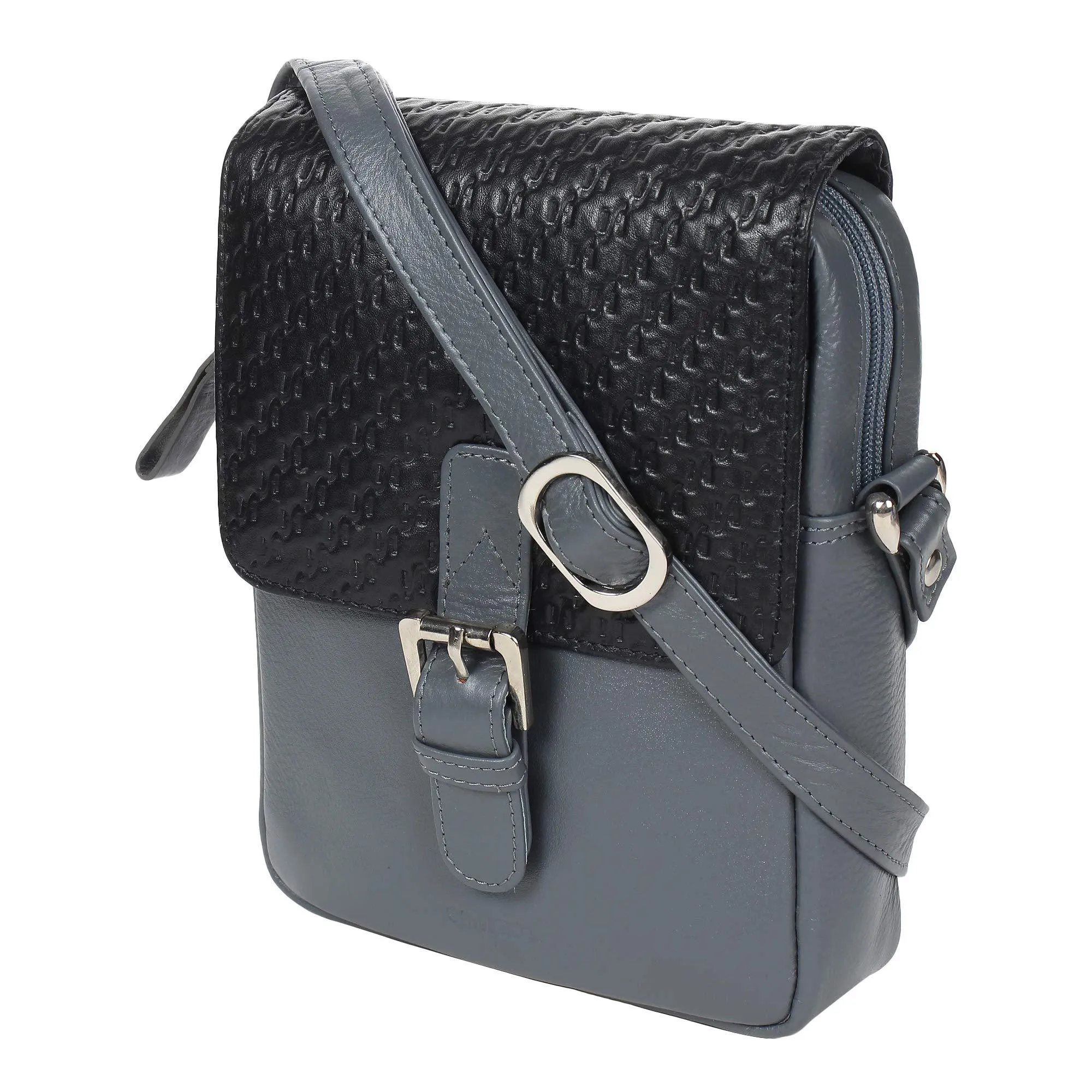 STARHIDE Ladies Soft Premium Leather Shoulder/Cross Body Bag with Front Pocket and Buckle Feature 565 Grey