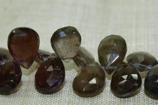 Strand of Red and Grey Labradorite Tear Drops