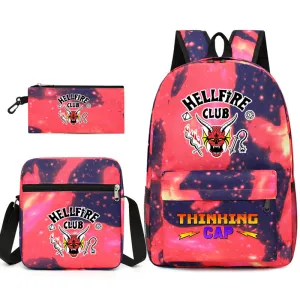 Stranger Things Backpack Schoolbag Backpack Three-Piece Canvas Bag Crossbody Bag