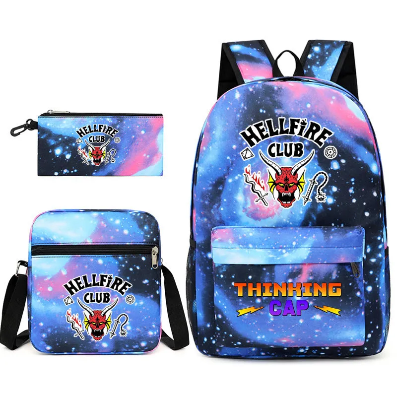 Stranger Things Backpack Schoolbag Backpack Three-Piece Canvas Bag Crossbody Bag