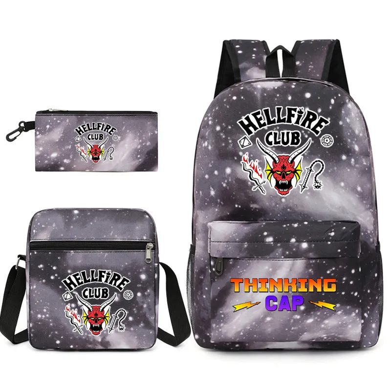 Stranger Things Backpack Schoolbag Backpack Three-Piece Canvas Bag Crossbody Bag