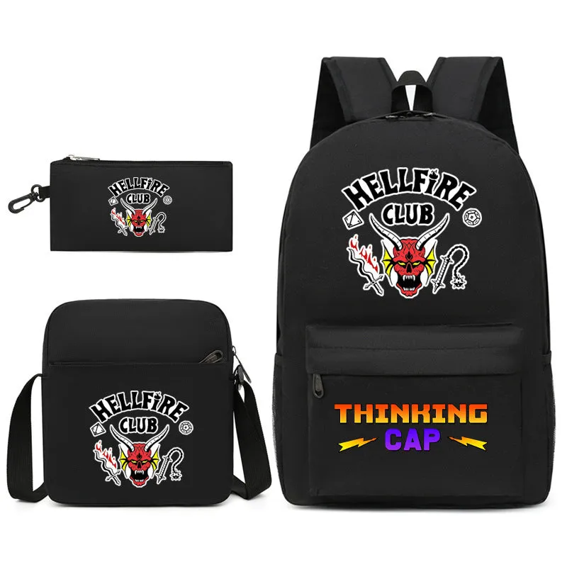 Stranger Things Backpack Schoolbag Backpack Three-Piece Canvas Bag Crossbody Bag