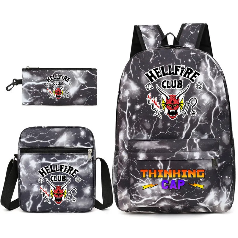 Stranger Things Backpack Schoolbag Backpack Three-Piece Canvas Bag Crossbody Bag