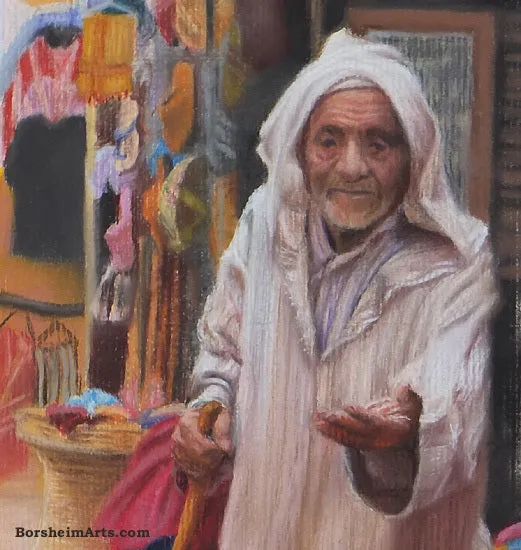 The Beggar Essaouira Morocco Passages Exhibition Pastel Art