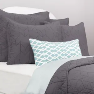 The Chevron Charcoal Grey Quilt & Sham