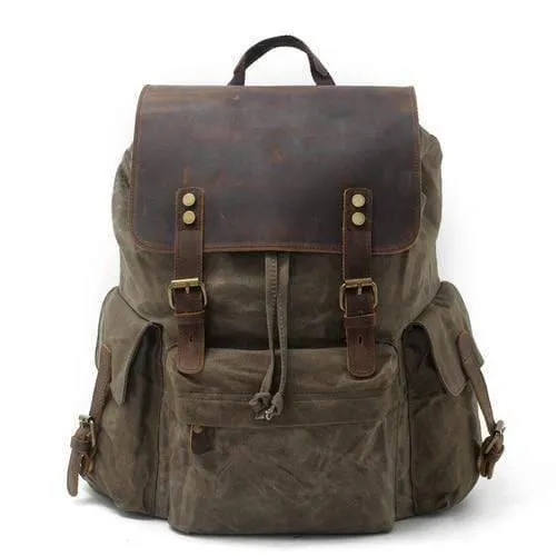 Top Luxury Large Capacity Waterproof Canvas Leather Unisex Backpacks