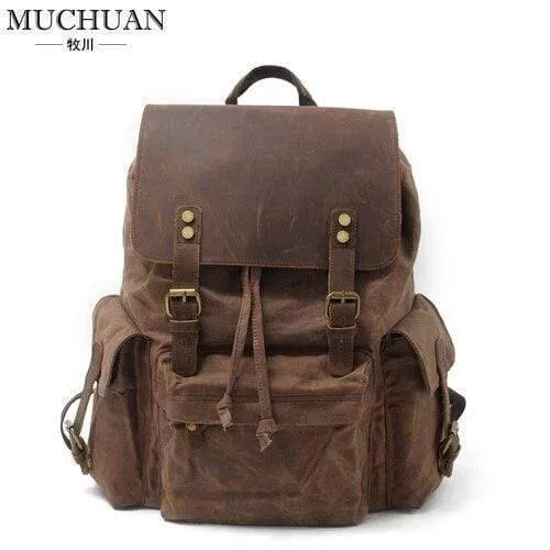 Top Luxury Large Capacity Waterproof Canvas Leather Unisex Backpacks