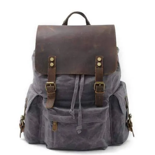 Top Luxury Large Capacity Waterproof Canvas Leather Unisex Backpacks