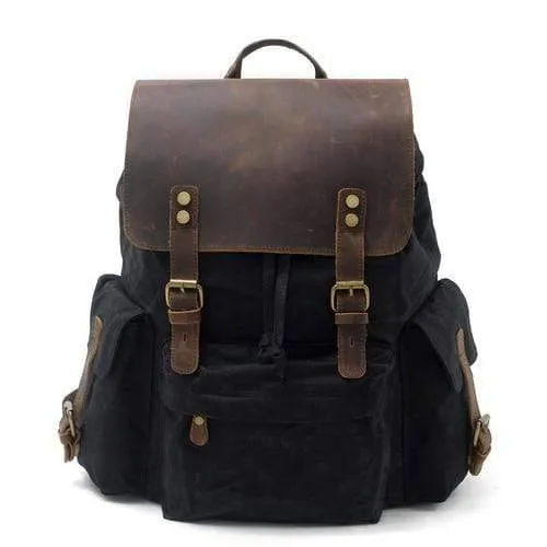 Top Luxury Large Capacity Waterproof Canvas Leather Unisex Backpacks