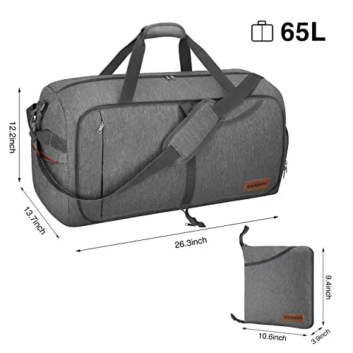 Travel Duffel Bag, Foldable Weekender Bag With Shoe Compartment