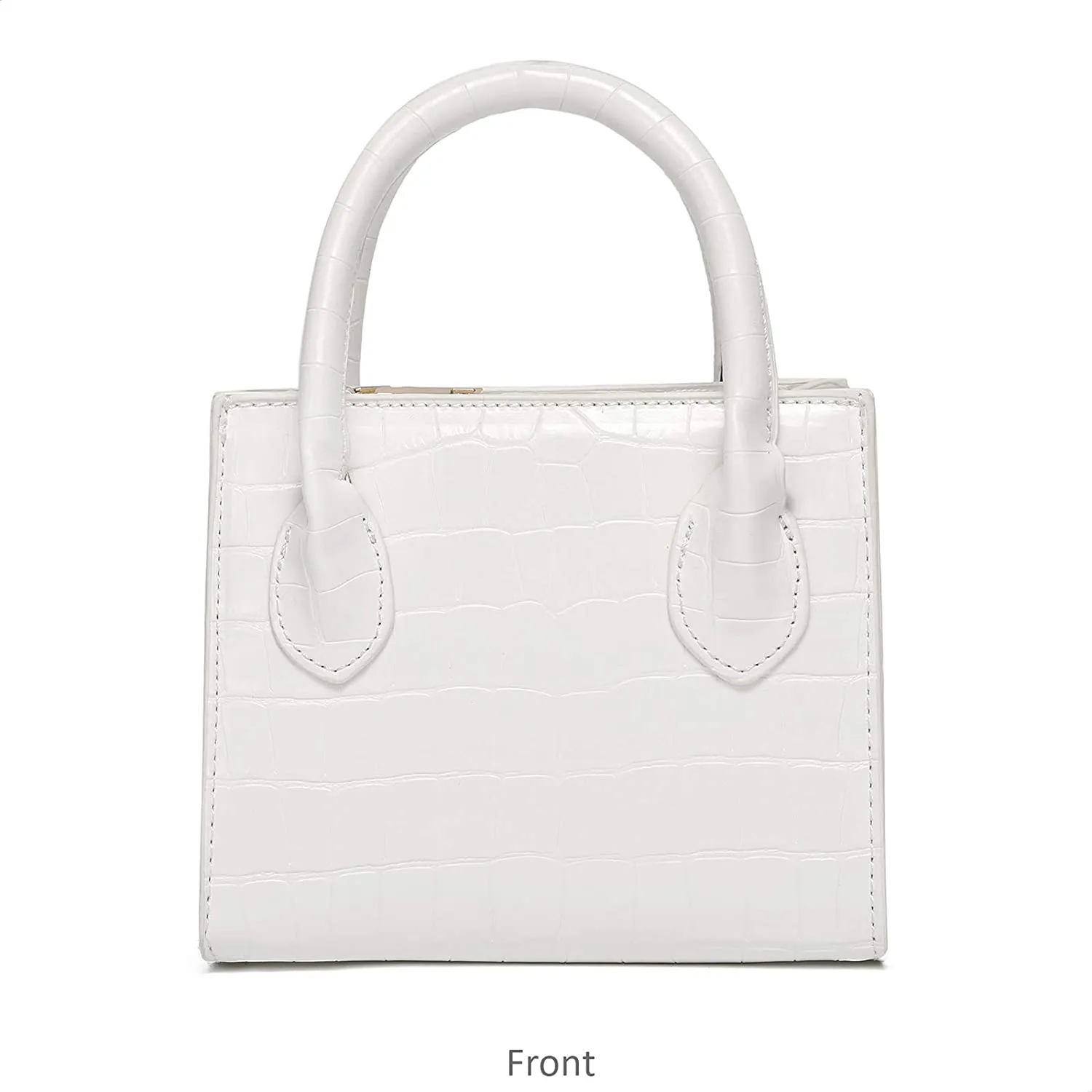 Trendy White Mini Purse Crocodile Pattern Handbag