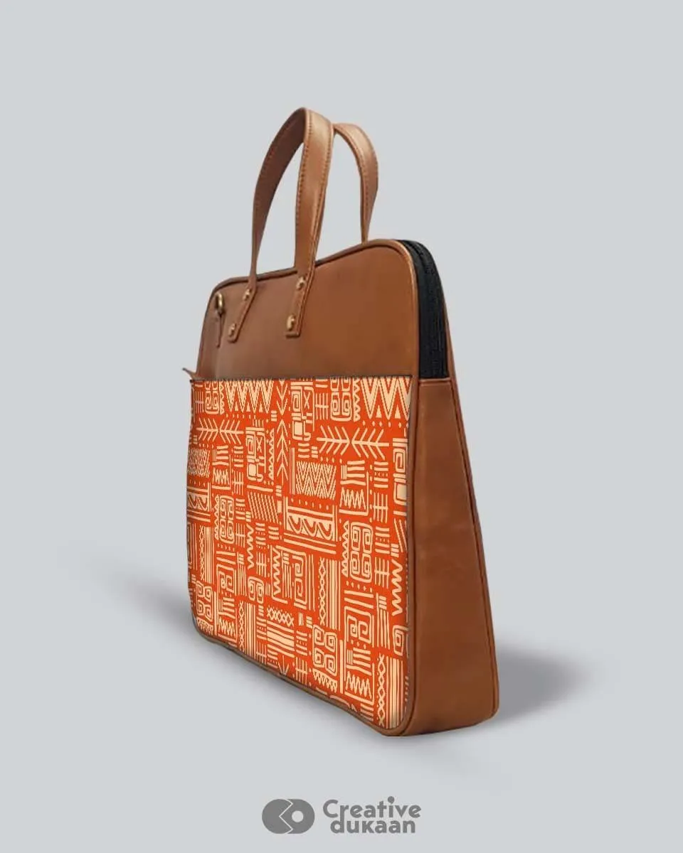 Tribal Print - The Vegan Leather Laptop Bag