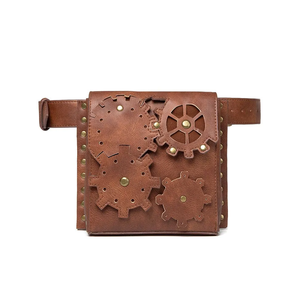 Unisex Steampunk Gear Square Waist Bag