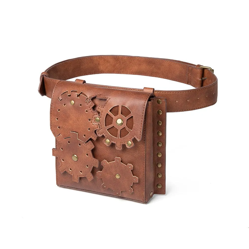 Unisex Steampunk Gear Square Waist Bag