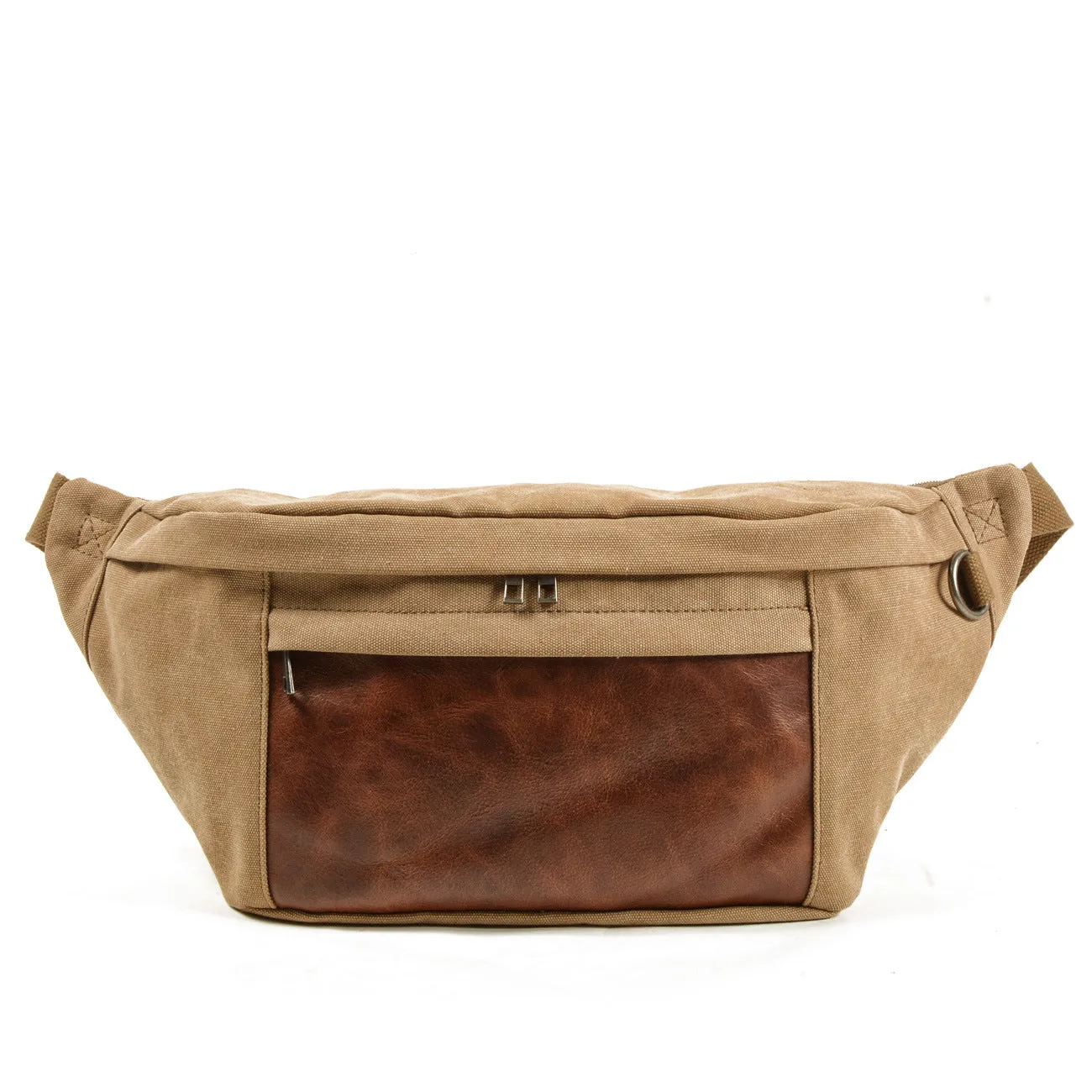 Vintage Leather Canvas Chest Bag for Men