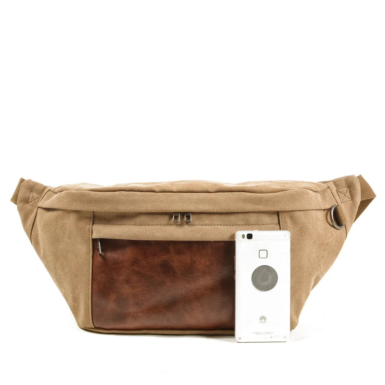 Vintage Leather Canvas Chest Bag for Men