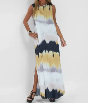 Wave Geometry Printed Maxi Dress