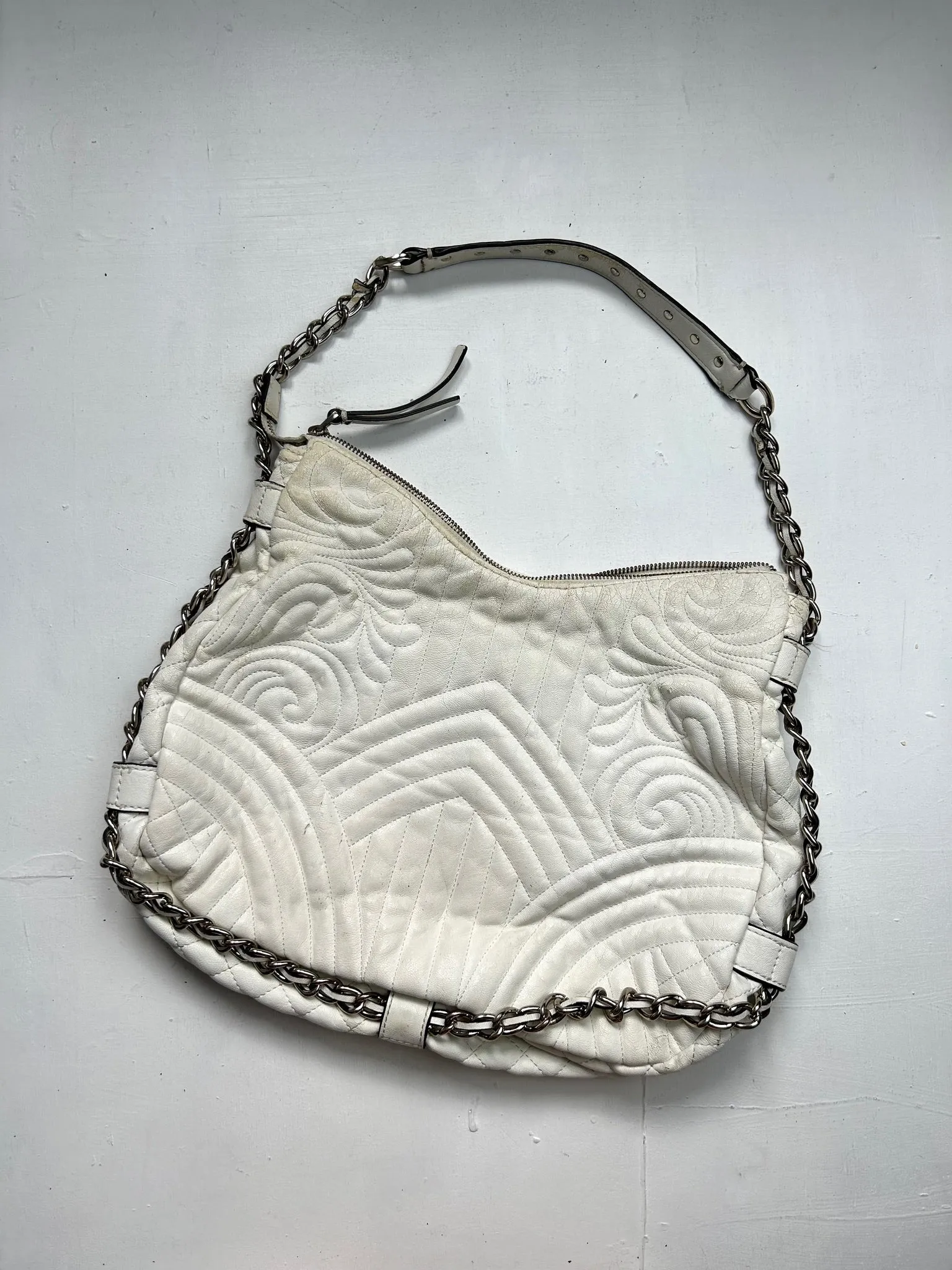 White pvc leather y2k vintage shoulder bag