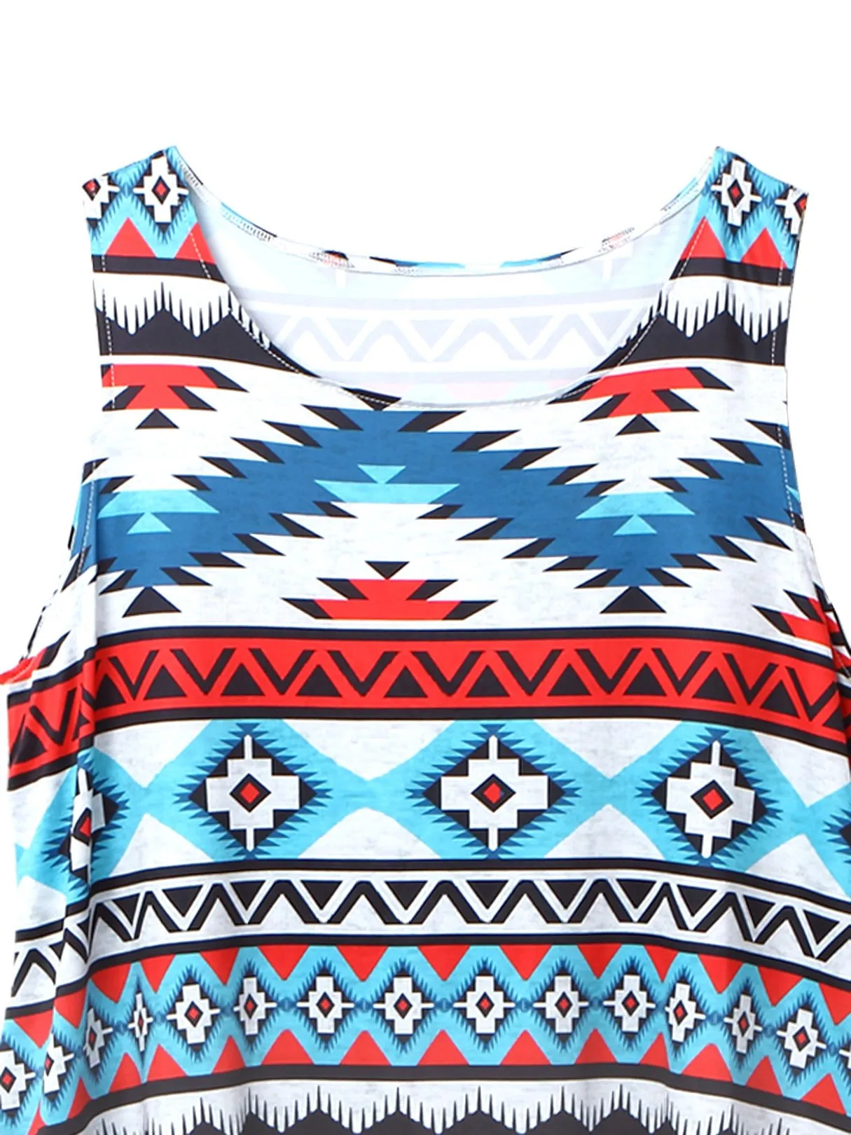 Wholesale Crew Neck Sleeveless Geometrical Mini Dress