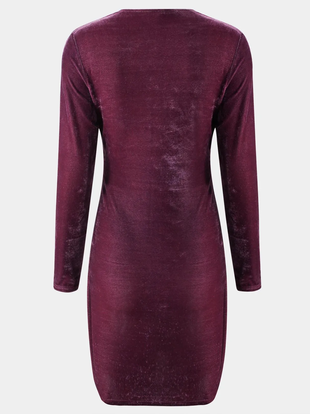 Wholesale Purple V-Neck Long Sleeve Plain Irregular Hem Mini Dresses