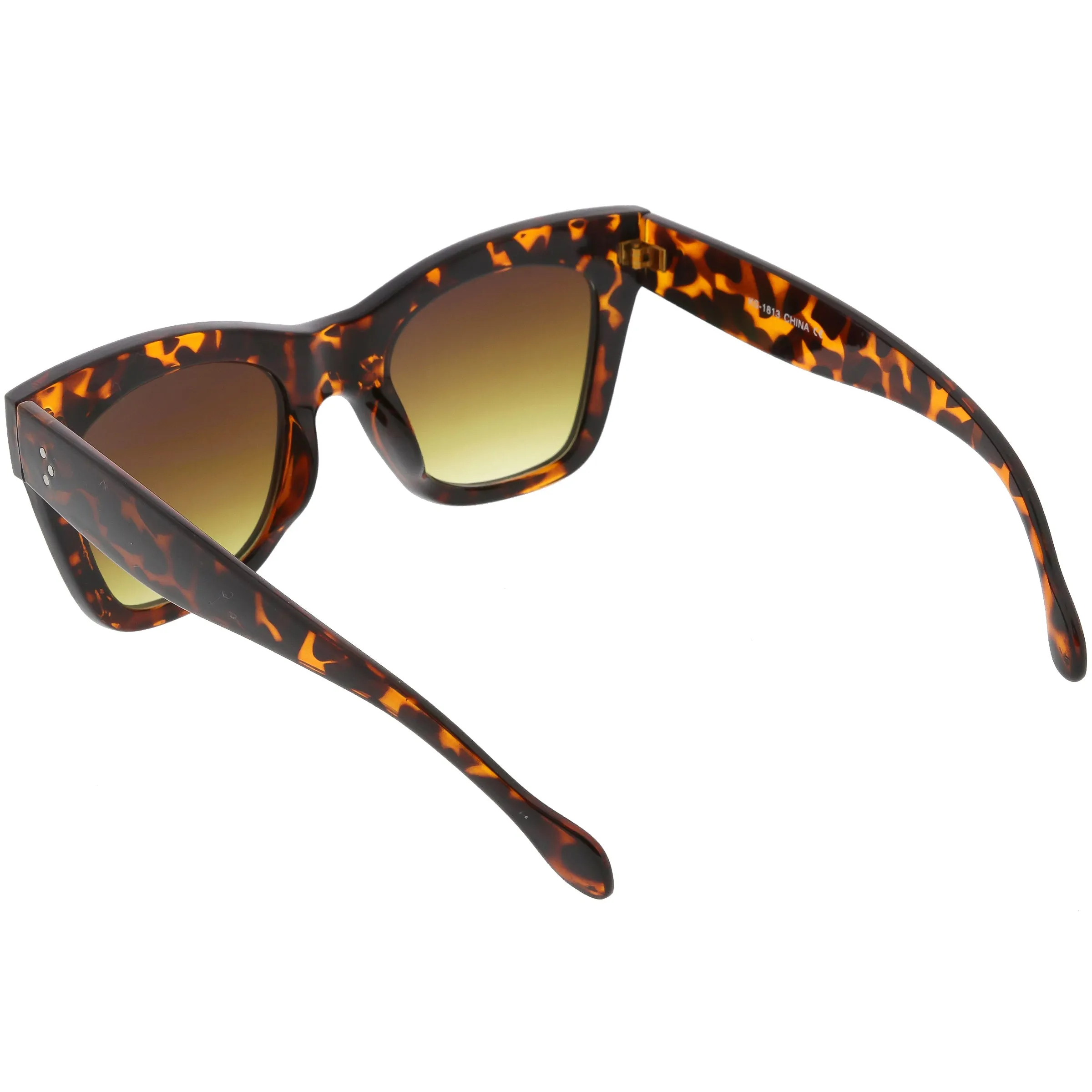 Women's Large Bold Horned Rim With Rivets Sunglasses C874