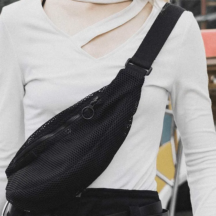 Women's Punk Mesh Casual Chest Bag Waist Bag