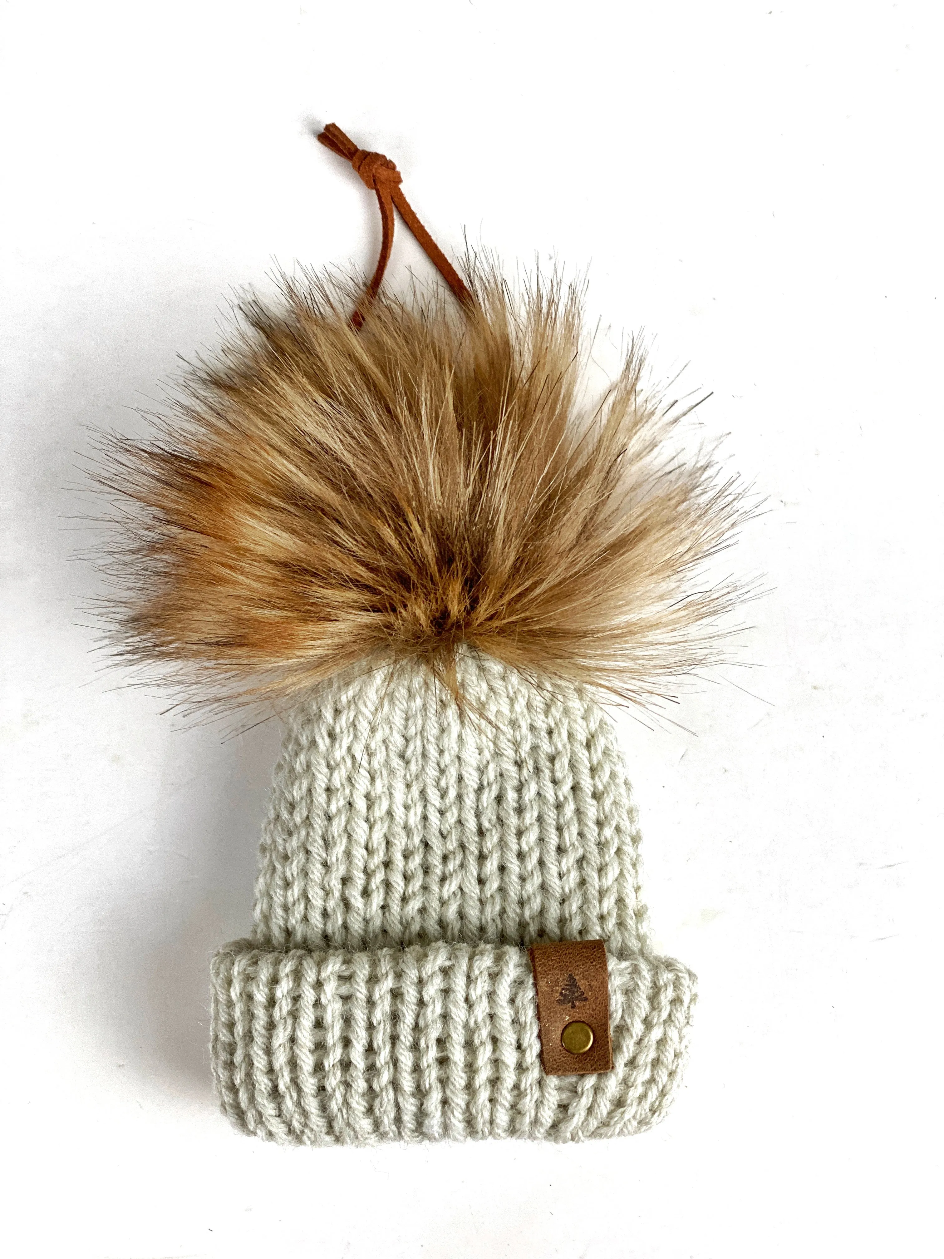 Wool Ease Mini Knit Hat Purse Charm or Tree Ornament, Acrylic/Wool Blend Folded Brim Tiny Hat Ornaments, Miniature Beanie Christmas Decor