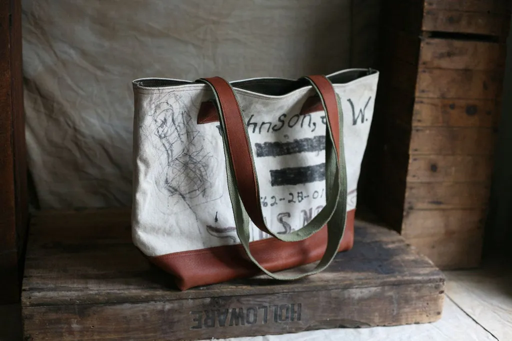 WWII era USN Canvas and Leather Carryall - SOLD